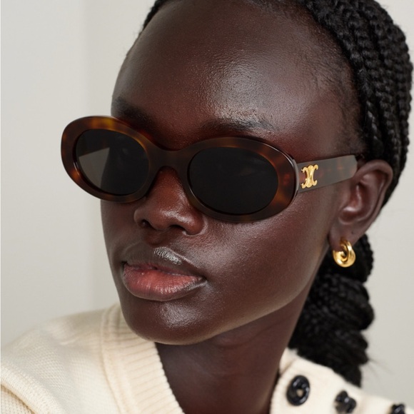 Celine Accessories - Celine Tortoise Triomphe Oval Sunglasses
